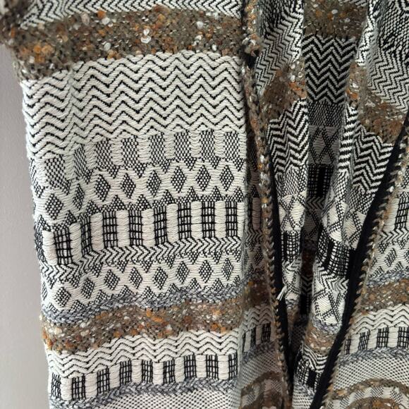 Chico's Elenore Textured Open Front Cardigan 3/4 Sleeves Neutral Artisanal - Picture 5 of 9